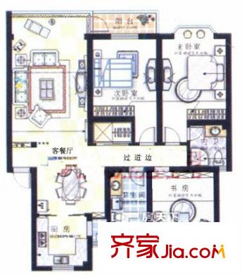 東匯家園戶型圖2室2廳 戶型圖 2室2廳2衛(wèi)1廚