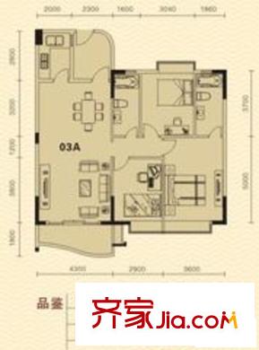 碧琴灣戶型圖03A單位 3室2廳2衛(wèi)1廚