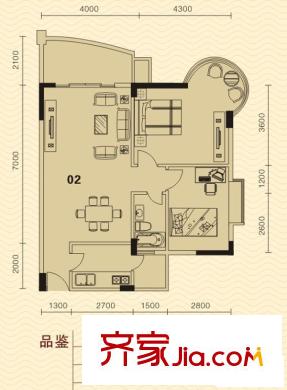 碧琴灣戶型圖02單位2 2室2廳2衛(wèi)1廚