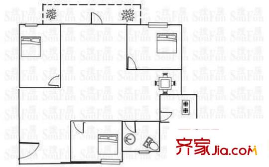 星河廣場 3室 戶型圖
