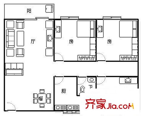 雍景豪苑戶型圖三室兩廳戶型圖 3室2廳2衛(wèi)1廚