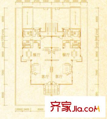 海逸錦繡藍(lán)灣雙拼別墅C戶(hù)型 1室2廳1衛(wèi)