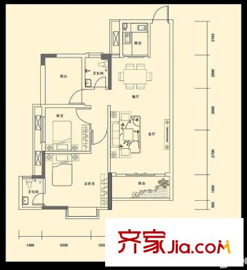錦繡北苑4棟03單元 2室2廳2衛(wèi)1廚