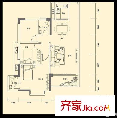 錦繡北苑3棟03單元 2室2廳2衛(wèi)1廚