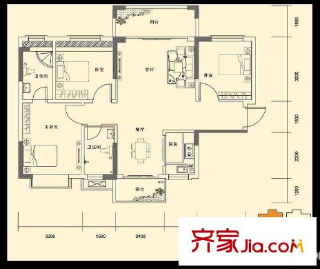 錦繡北苑4棟01單元 3室2廳2衛(wèi)1廚