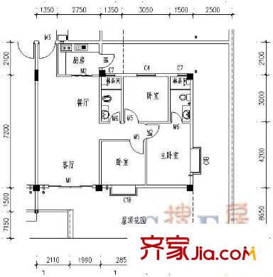 俊博苑 3室 戶型圖