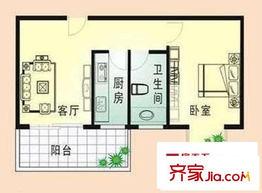 海棠村 1室 戶型圖
