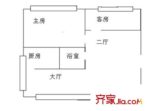 海棠村 2室 戶型圖