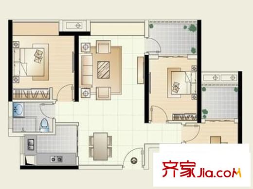 海棠村 3室 戶型圖
