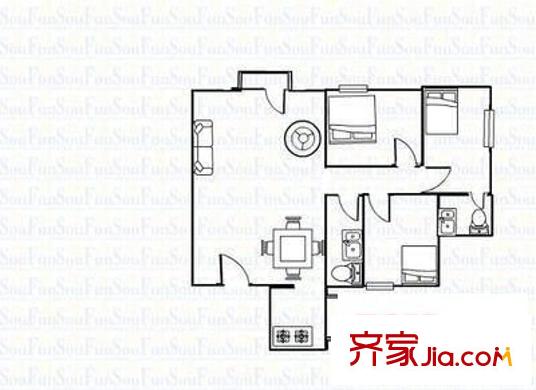 民安樓 2室 戶型圖