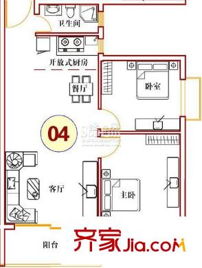 匯星苑戶型圖26#、27#04單位戶型圖 2室2廳