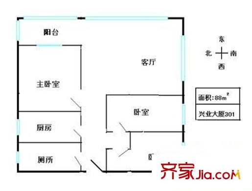 城南教師樓 3室 戶型圖
