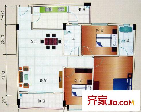永堅(jiān)豪庭戶型圖3室2廳戶型圖 3室2廳2衛(wèi)1廚