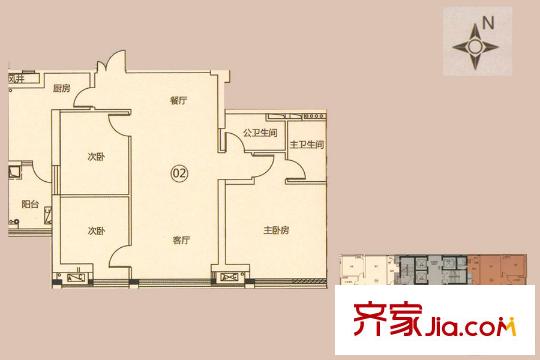 南海星匯云錦越秀?星匯云錦洋房2座02單元 139平方米 3室2廳2衛(wèi)1廚