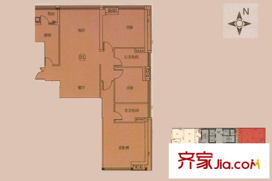 南海星匯云錦越秀?星匯云錦洋房2座01單元 170平方米 3室2廳2衛(wèi)1廚