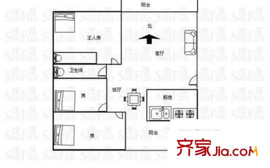 江步大廈 3室 戶型圖
