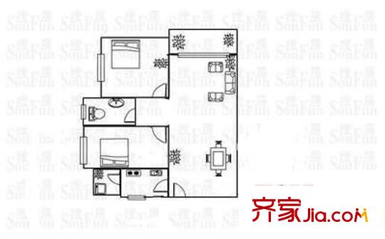 江步大廈 2室 戶型圖