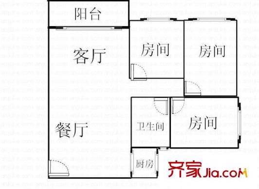 紫荊南苑 3室 戶型圖