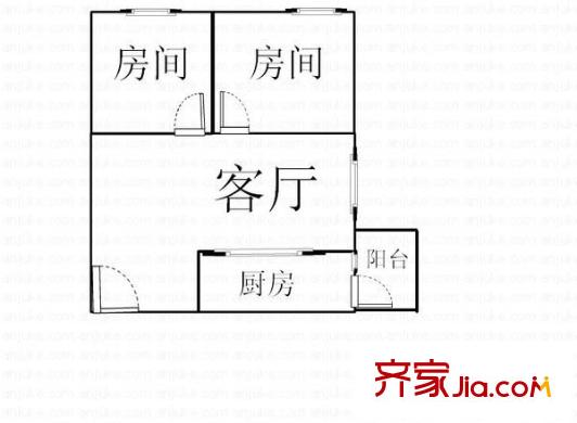 紫荊南苑 2室 戶型圖