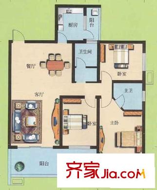 星河廣場 3室 戶型圖