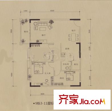 東匯家園戶型圖3室2廳 戶型圖  3室2廳1衛(wèi)1廚