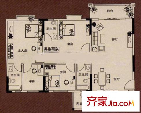 東匯家園戶型圖3室2廳 戶型圖 3室2廳2衛(wèi)1廚