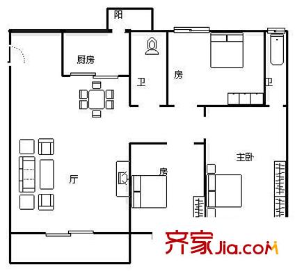 翠逸庭苑 3室 戶型圖