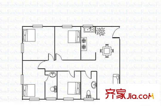 雍景豪苑戶型圖四室兩廳戶型圖 4室2廳2衛(wèi)1廚