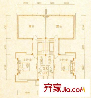 海逸錦繡藍(lán)灣中央聯(lián)排別墅B2戶(hù)型三層 1室1廳