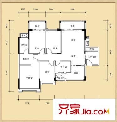 風(fēng)度廣場(chǎng)16座01單位126.73平方米 4室2廳2衛(wèi)1廚