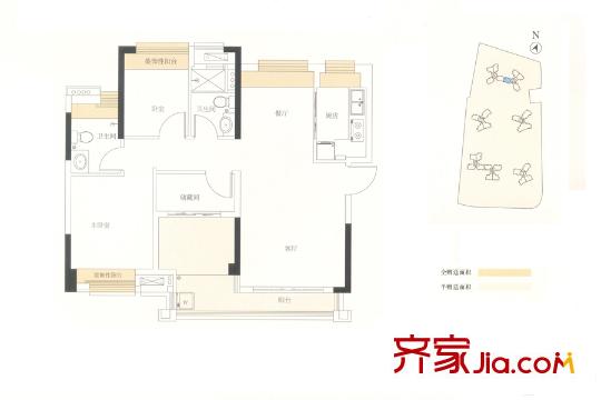 瓏耀華府5座91平方米單元 91平方米 3室2廳2衛(wèi)1廚