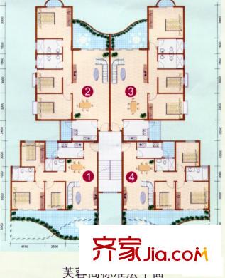銀星雅苑戶型圖芙蓉閣標(biāo)準(zhǔn)層平面圖 