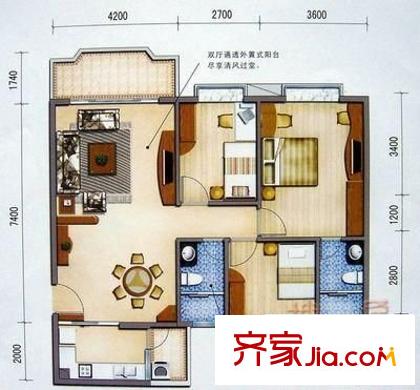 雍景豪苑戶型圖三室兩廳戶型圖 3室2廳2衛(wèi)1廚
