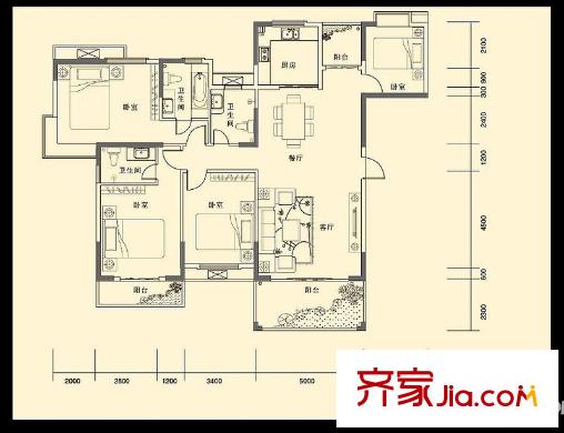 錦繡北苑6棟01單元 4室2廳3衛(wèi)1廚