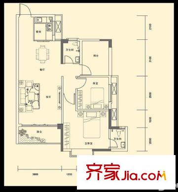錦繡北苑3棟04單元 2室2廳2衛(wèi)1廚