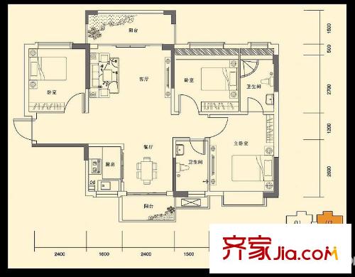 錦繡北苑3棟02單元 3室2廳2衛(wèi)1廚