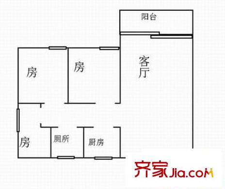 銀?；▓@戶型圖三室兩廳戶型圖 3室2廳1衛(wèi)1廚