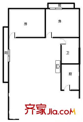 銀?；▓@戶型圖兩室兩廳戶型圖 2室2廳1衛(wèi)1廚