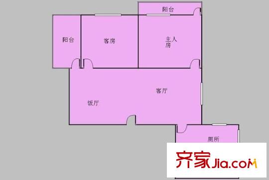 銀?；▓@戶型圖兩室一廳戶型圖 2室1廳1衛(wèi)1廚