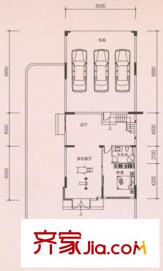 美的御海東郡紅樹灣G1戶型首層 1室2廳1衛(wèi)