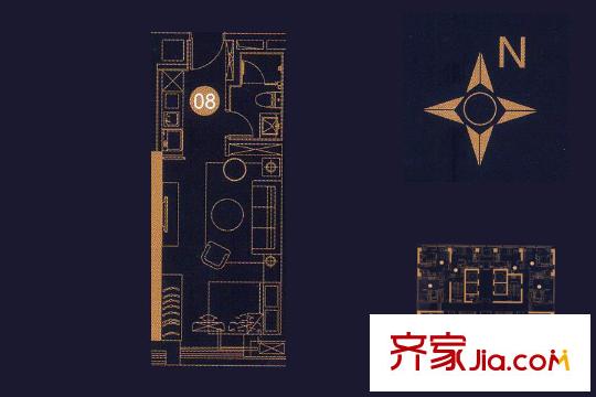 南海星匯云錦越秀星匯云錦公寓08單元 1室1廳1衛(wèi)1廚