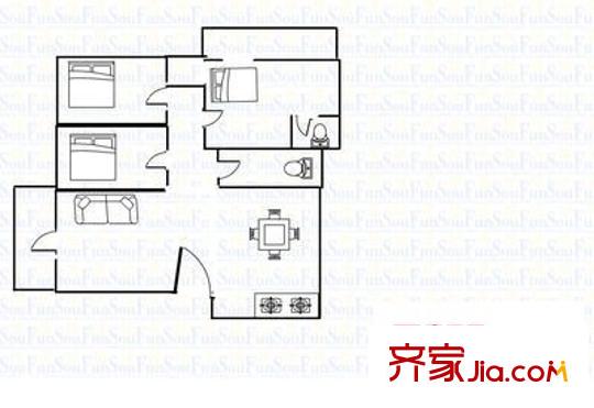 荔清樓 3室 戶型圖