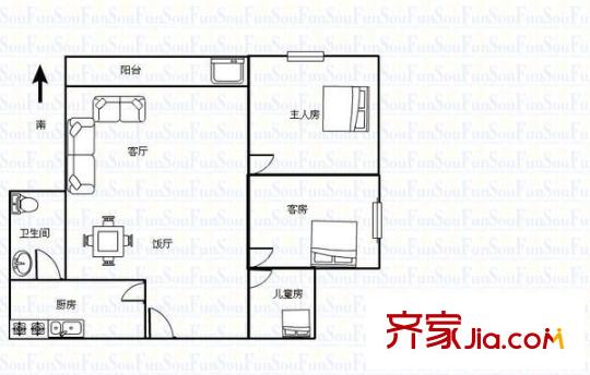 嘉悅名居戶型圖3室2廳 戶型圖 3室2廳1衛(wèi)1廚