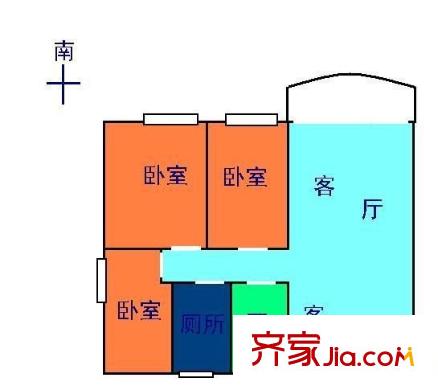嘉悅名居戶型圖3室1廳 戶型圖 3室1廳1衛(wèi)1廚