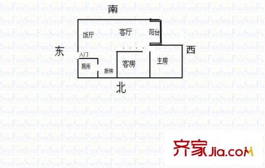 美豪平方米 2室 戶型圖