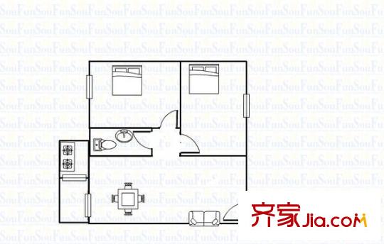 美豪平方米 2室 戶型圖