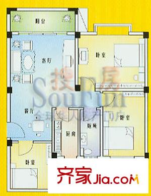 俊怡花園戶型圖3房2廳 3室2廳1衛(wèi)