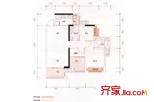 瓏耀華府1座03/04單元 91平方米 3室2廳2衛(wèi)1廚