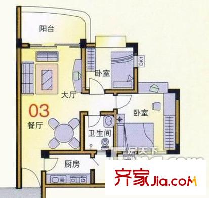 順德碧桂園芷蘭灣戶型圖2室2廳戶型圖 2室2廳1衛(wèi)1廚