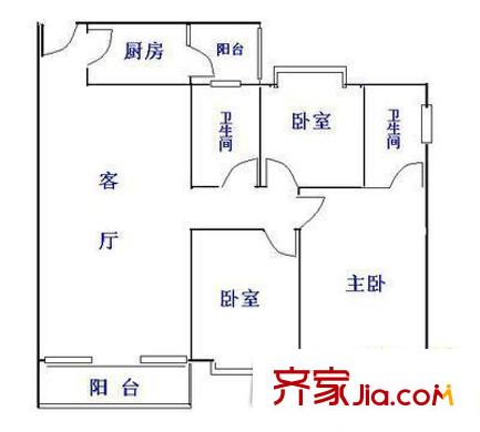 順德碧桂園芷蘭灣戶型圖3室1廳戶型圖 3室1廳2衛(wèi)1廚
